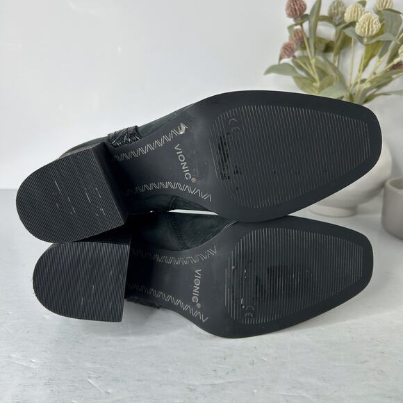 Vionic Carnelia Ankle Boots Square Toe Water Repellant Black Women 6.5 NWOB - Picture 9 of 10